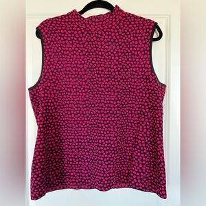 St. John Pink and Black Patterned Knit Top
